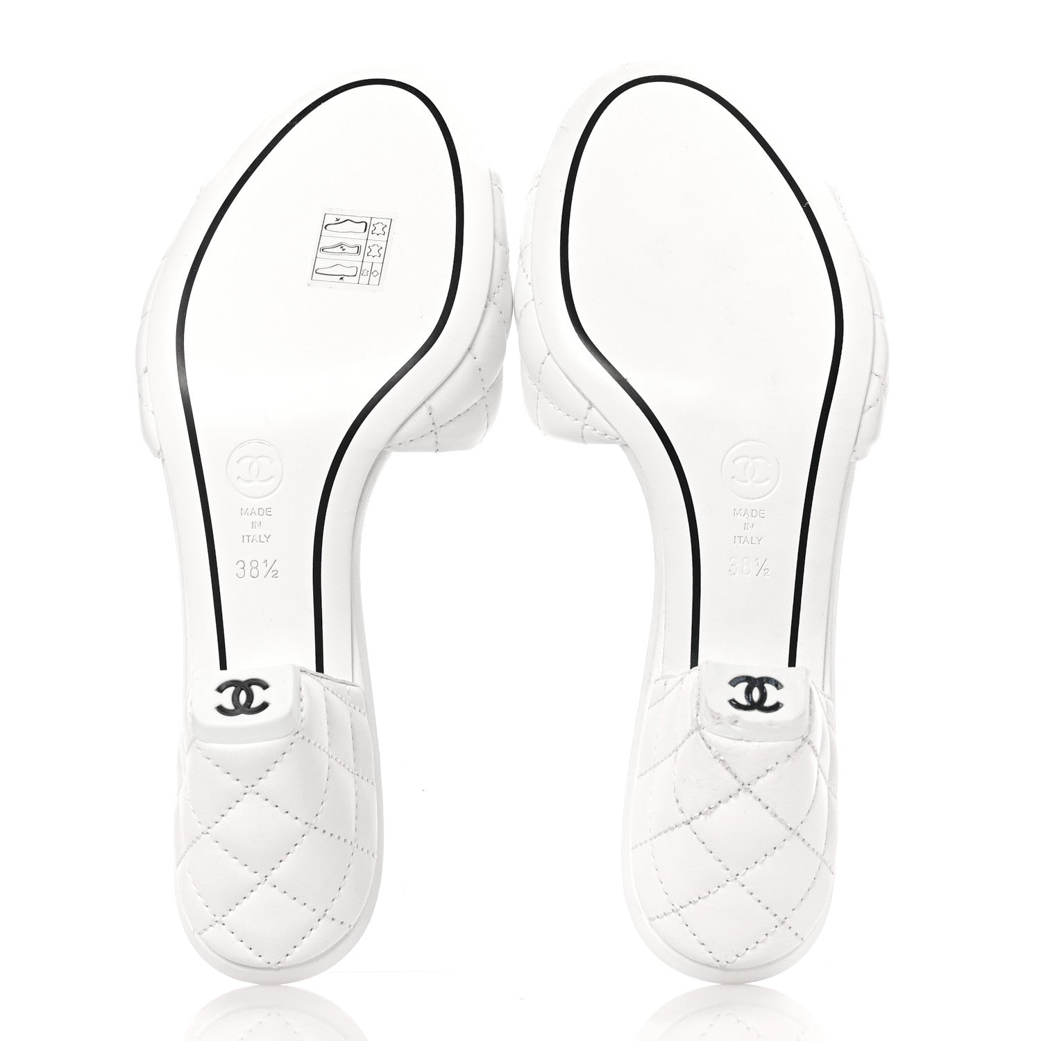Chanel Lambskin Quilted Textured CC Mules 38.5 White 5 of 8