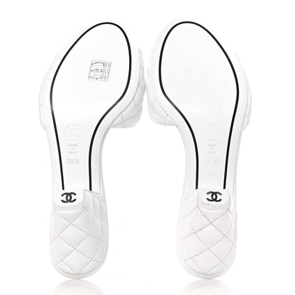 Chanel Lambskin Quilted Textured CC Mules 38.5 White 5 of 8