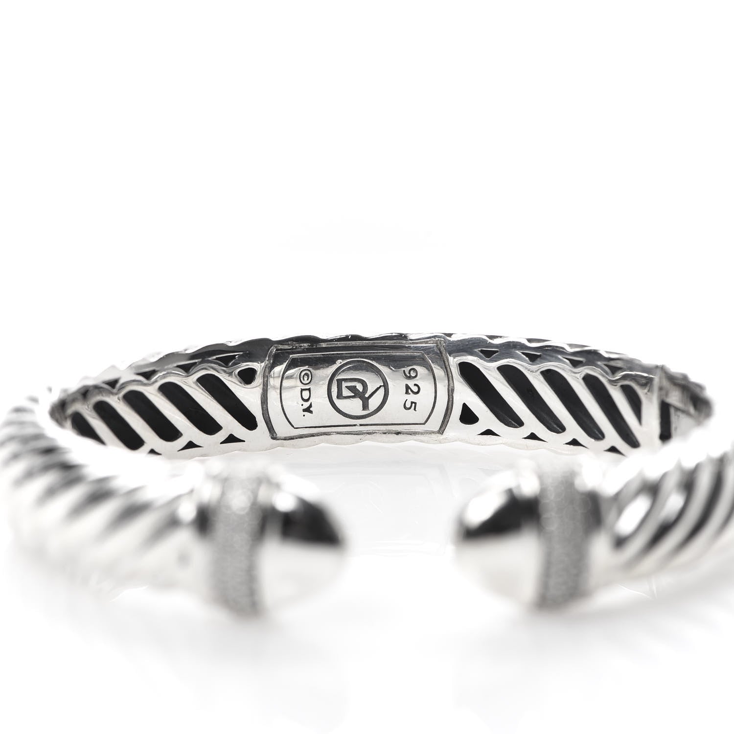 David Yurman Sterling Silver Diamond 10mm Sculpted Cable Bracelet 5 of 5