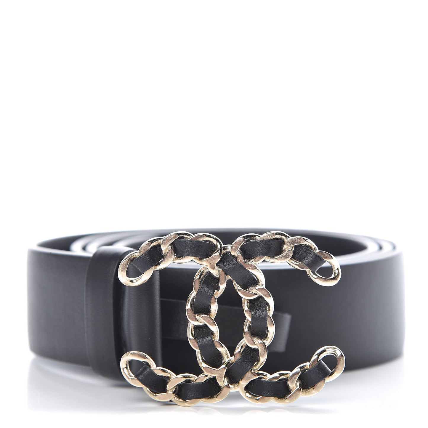Calfskin CC Chain Belt 85 34 Black