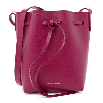 Mansur Gavriel Saffiano Mini Mini Bucket Bag Dark Pink 1 of 15