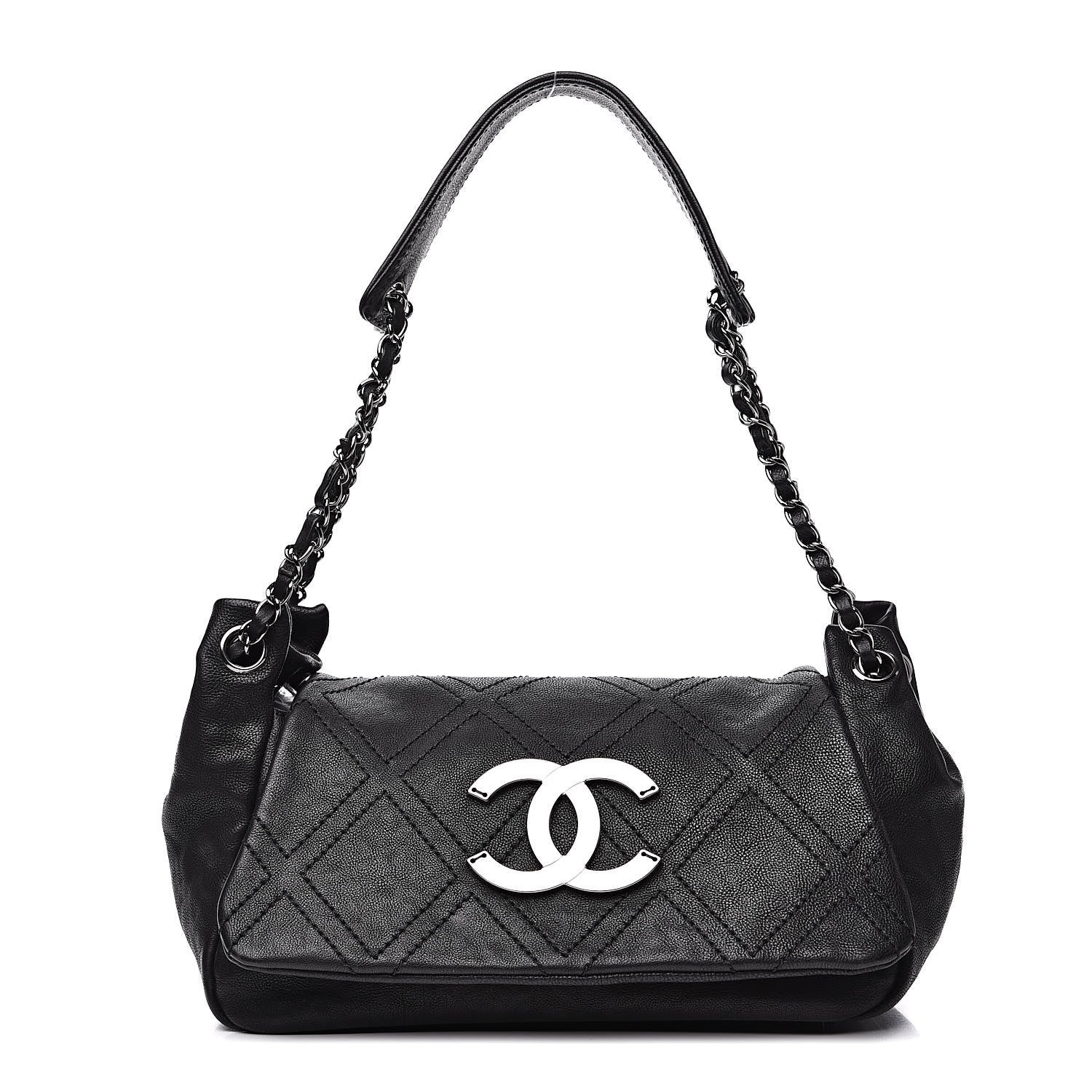Chanel Calfskin Diamond Stitch Accordion Flap Black 1 of 10