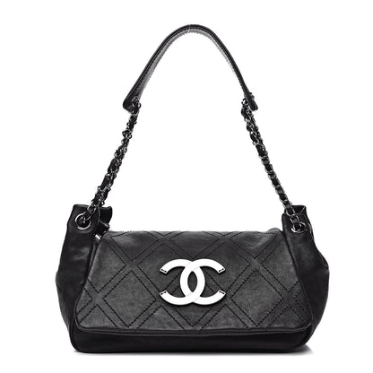 Chanel Calfskin Diamond Stitch Accordion Flap Black 1 of 10