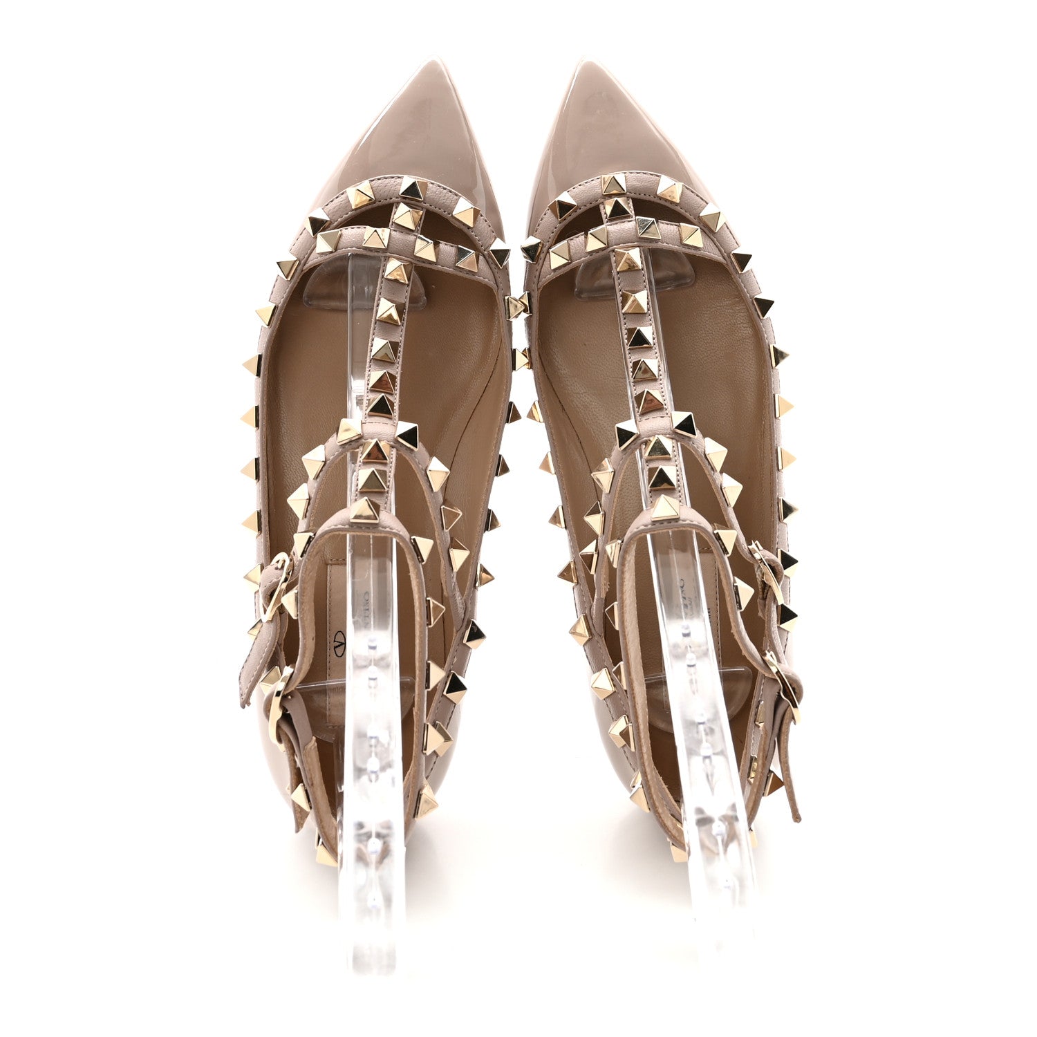 Valentino Garavani Patent Rockstud Cage Ballerina Flats 35 Poudre 2 of 9