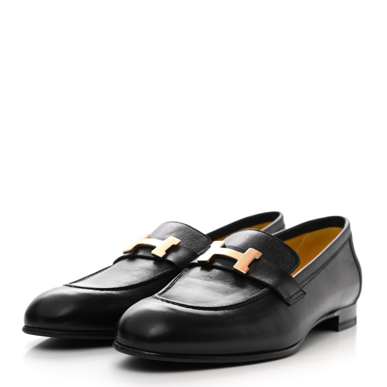 Hermes Goatskin Womens Paris Loafers 39.5 Black 3 of 9