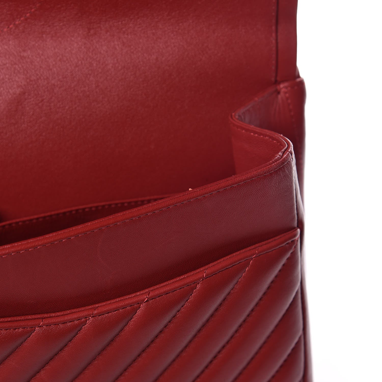 Chanel Lambskin Chevron Quilted Maxi Double Flap Red 9 of 26