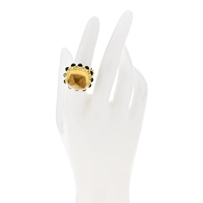 Elizabeth Locke 18K Yellow Gold Citrine Peridot Hammered Ring 53 6.5 2 of 6