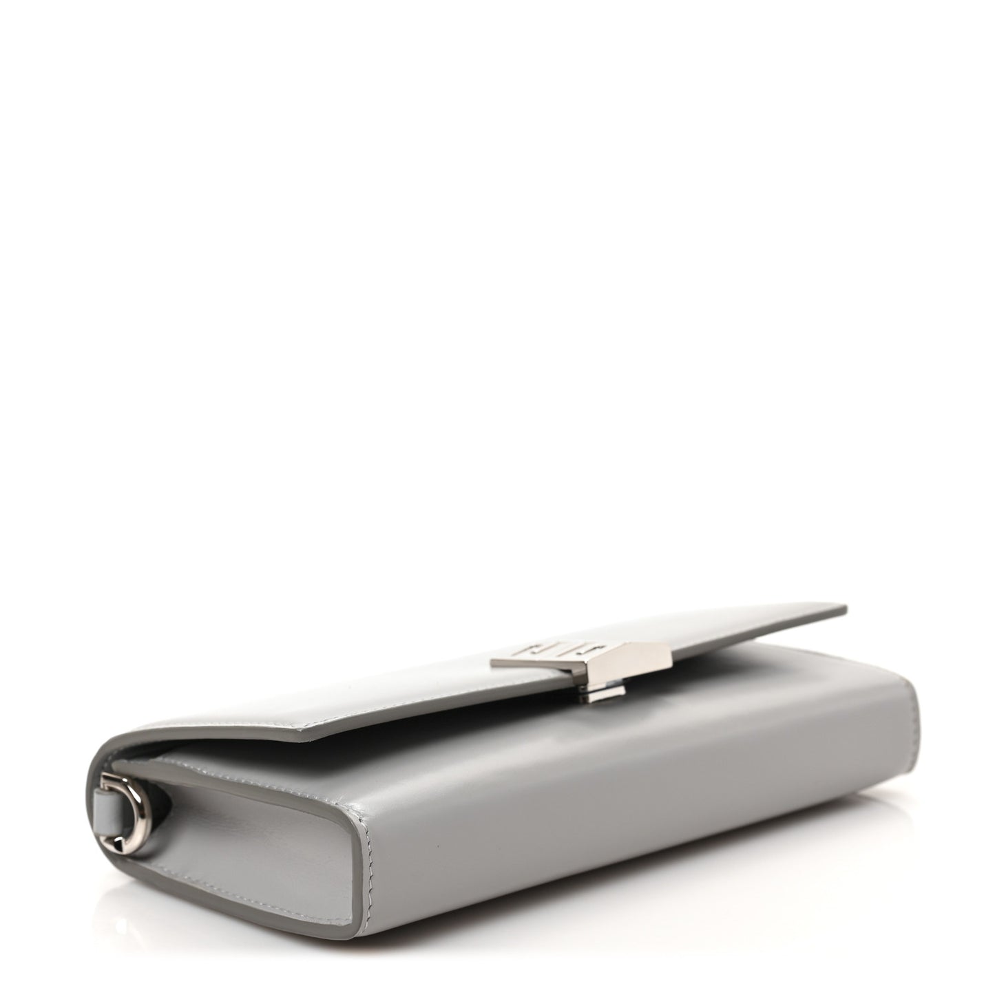 Calfskin 4G Wallet on Chain Cloud Grey
