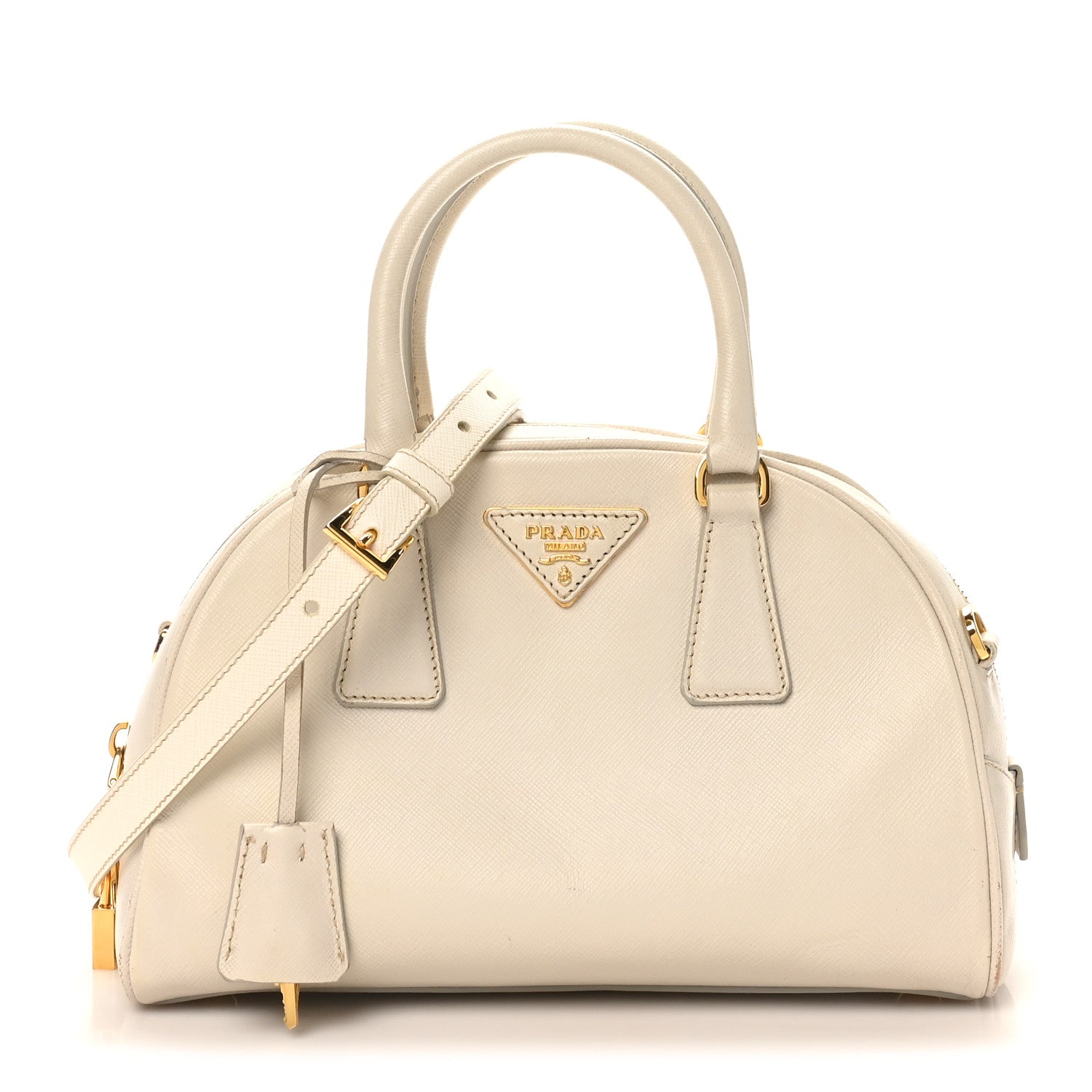 Prada Saffiano Bowling Bag White 1 of 13