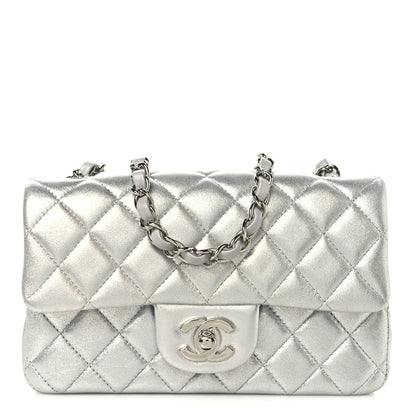 Chanel Metallic Lambskin Quilted Mini Rectangular Flap Silver 1 of 10