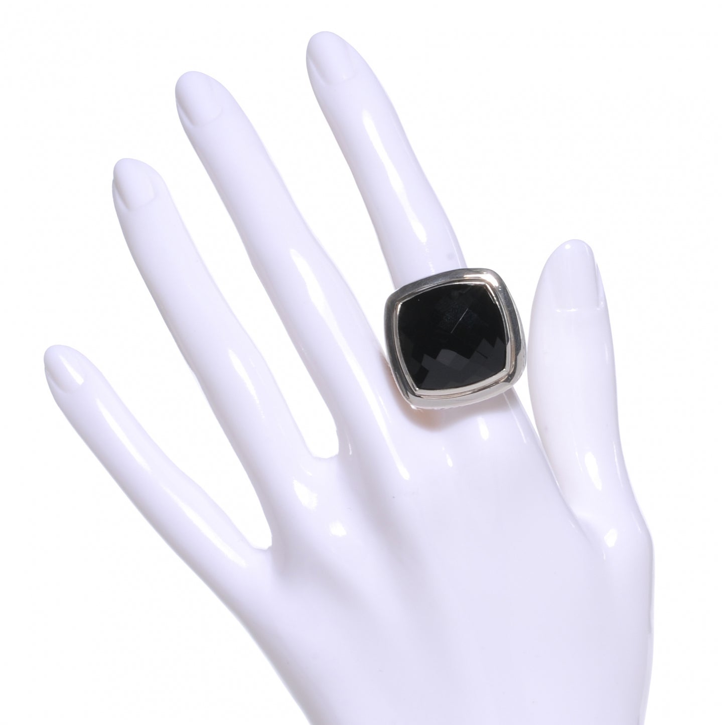 Sterling Silver Black Onyx 20mm Albion Statement Ring 54 7