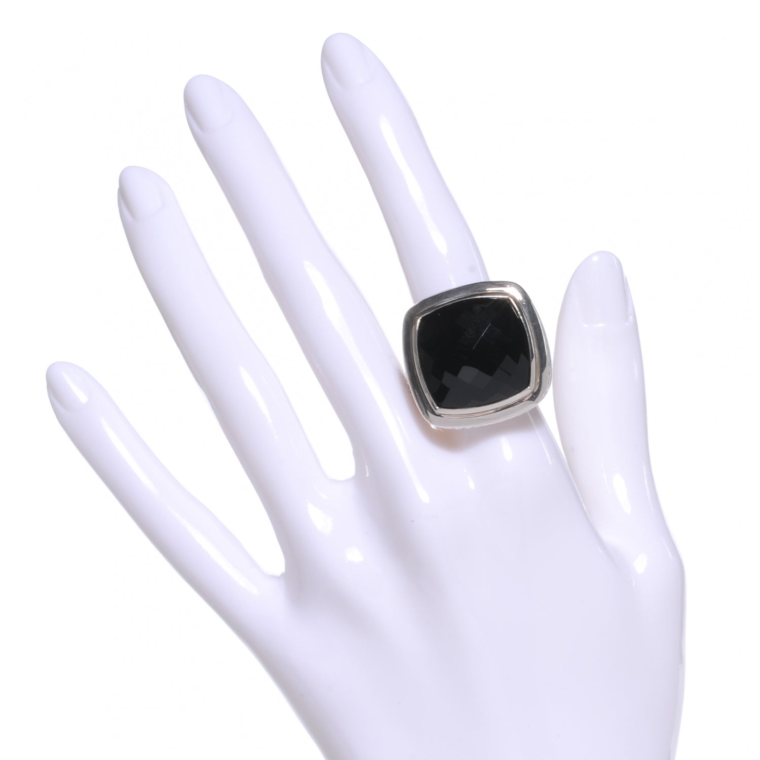 David Yurman Sterling Silver Black Onyx 20mm Albion Statement Ring 54 7 2 of 4