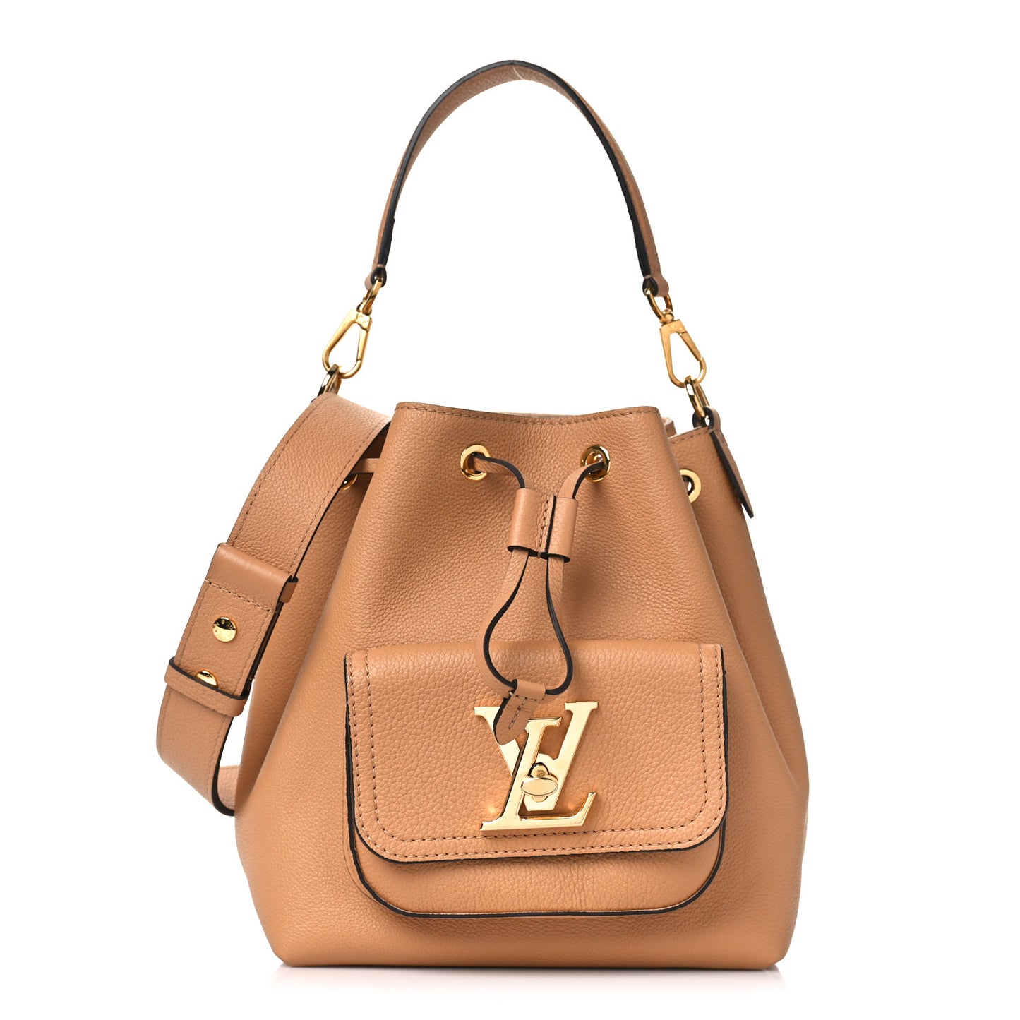 Calfskin Lockme Bucket MM Arizona Beige