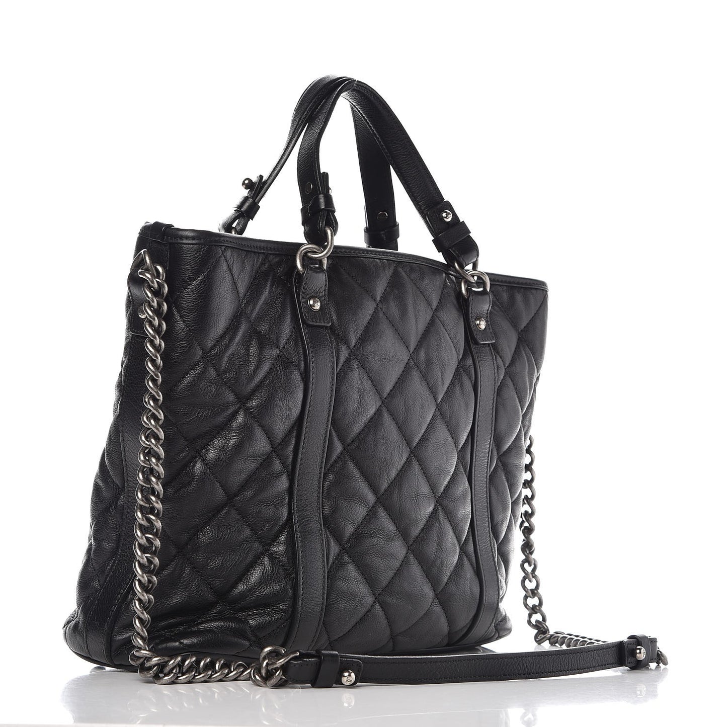 Calfskin Quilted Small Casual Riviera Tote Black