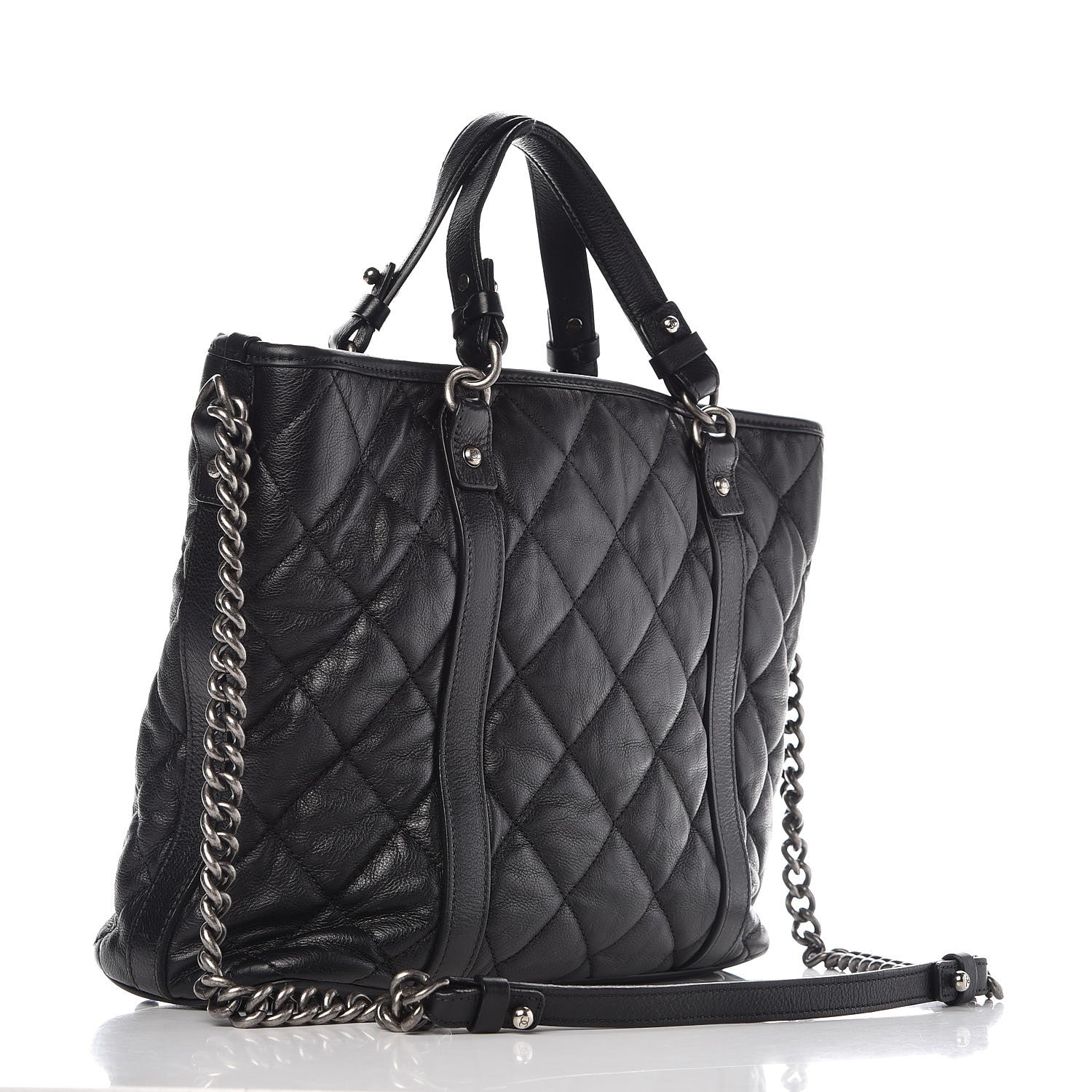 Chanel Calfskin Quilted Small Casual Riviera Tote Black 4 of 12