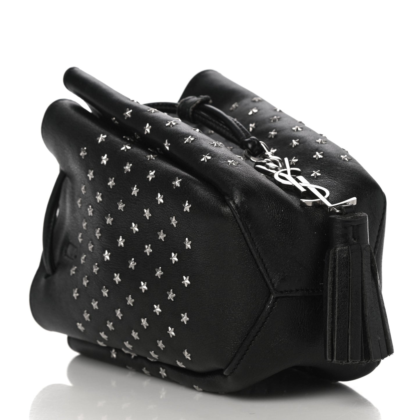 Calfskin Star Studded Small Emmanuelle Bucket Bag Black