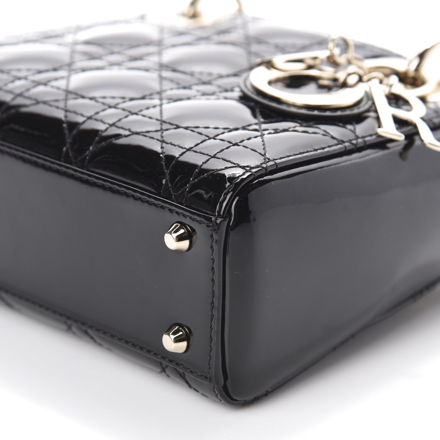 Patent Cannage Mini Lady Dior Black
