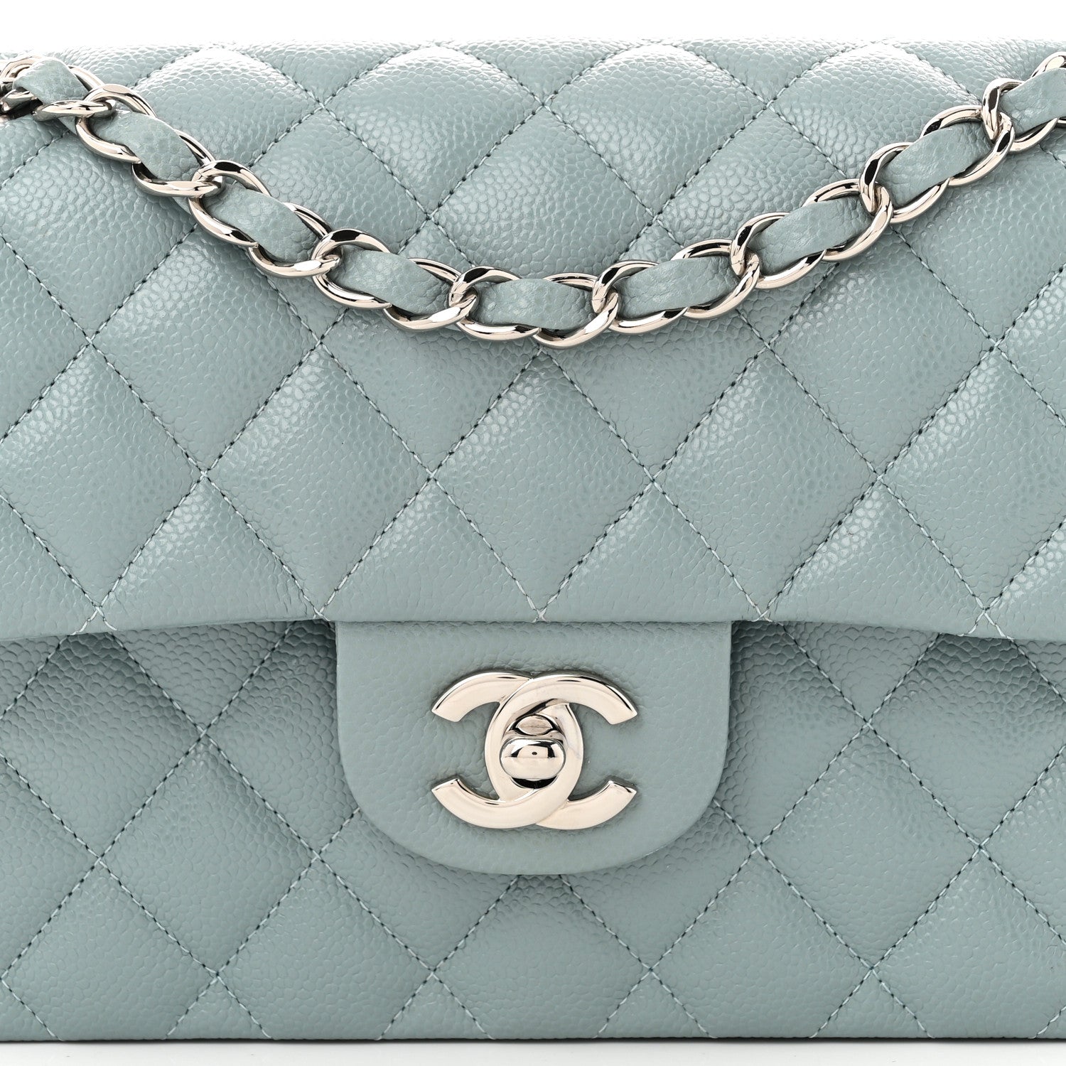 Chanel Caviar Quilted Small Double Flap Light Blue 8 of 10