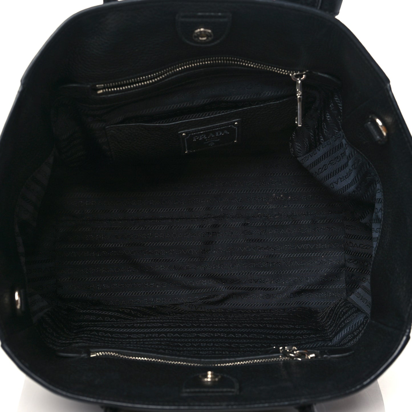 Glace Calf Twin Pocket Tote Black