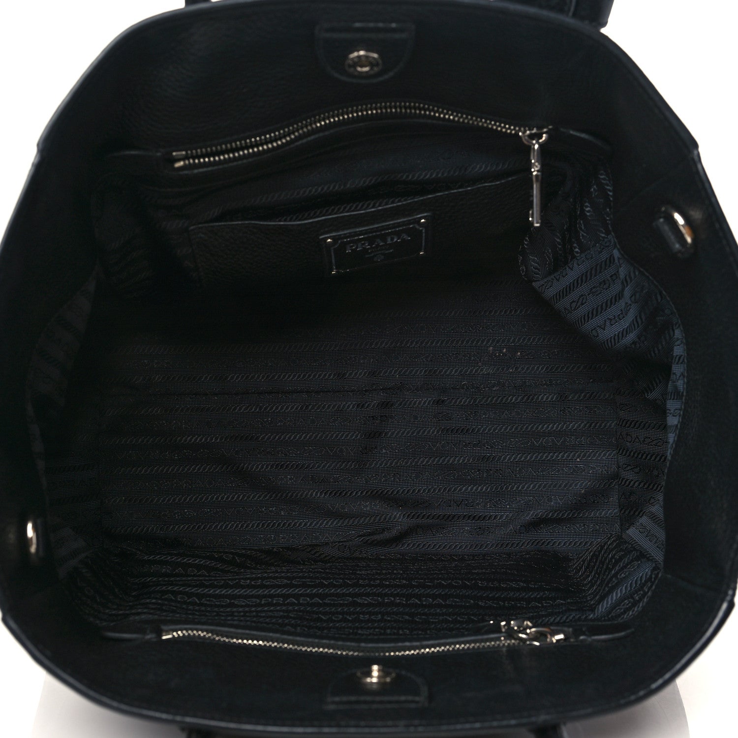 Prada Glace Calf Twin Pocket Tote Black 9 of 26