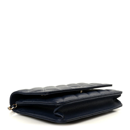 Chanel Caviar Quilted Wallet on Chain WOC Navy Blue 4 of 12