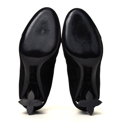 Louis Vuitton Suede Monogram Uniformes Cap Toe Chelsea 80mm Ankle Boots 35 Black 6 of 7