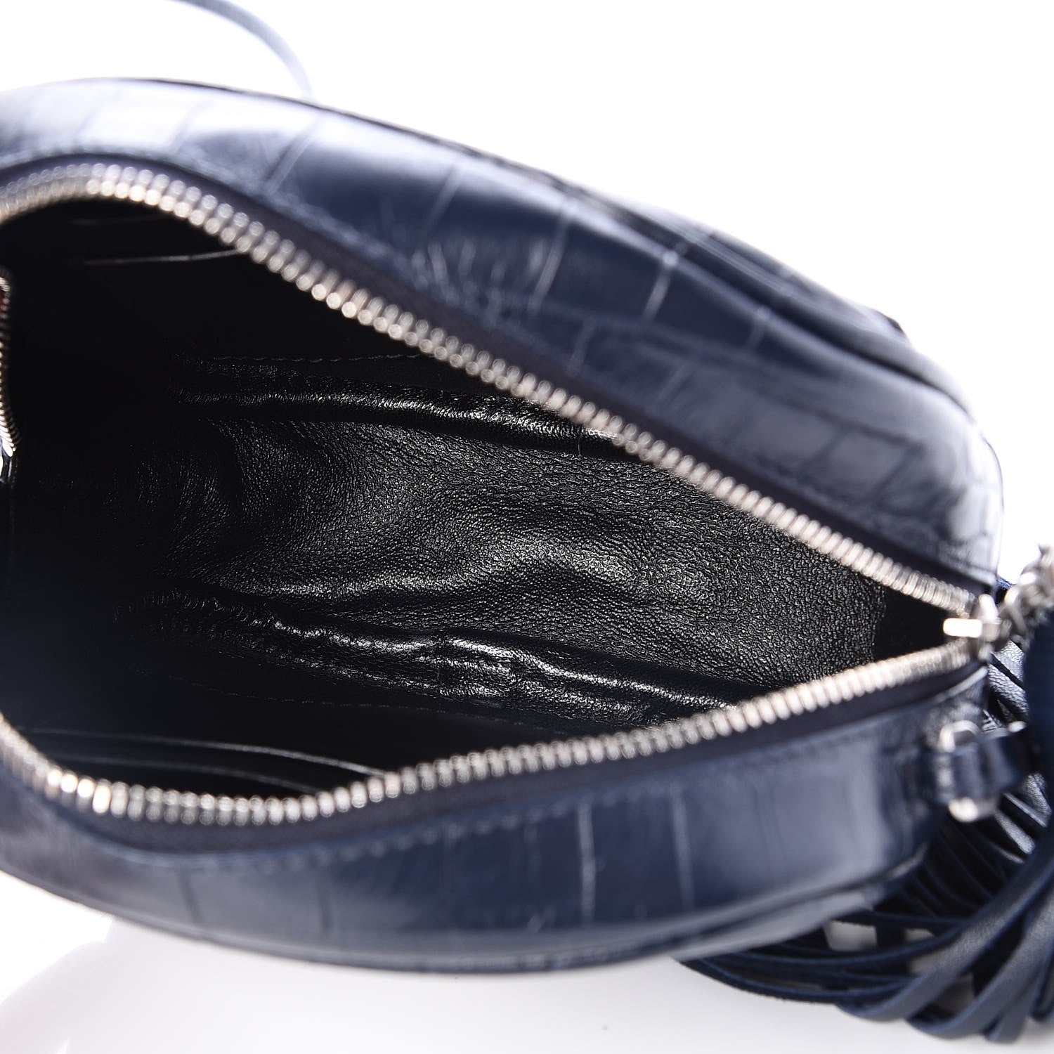 Saint Laurent Calfskin Crocodile Embossed Monogram Blogger Bag Medium Blue 6 of 9