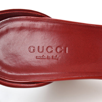 Gucci Vitello Vernice Cork Wedge Sandals 7.5 Red Naturale 7 of 13