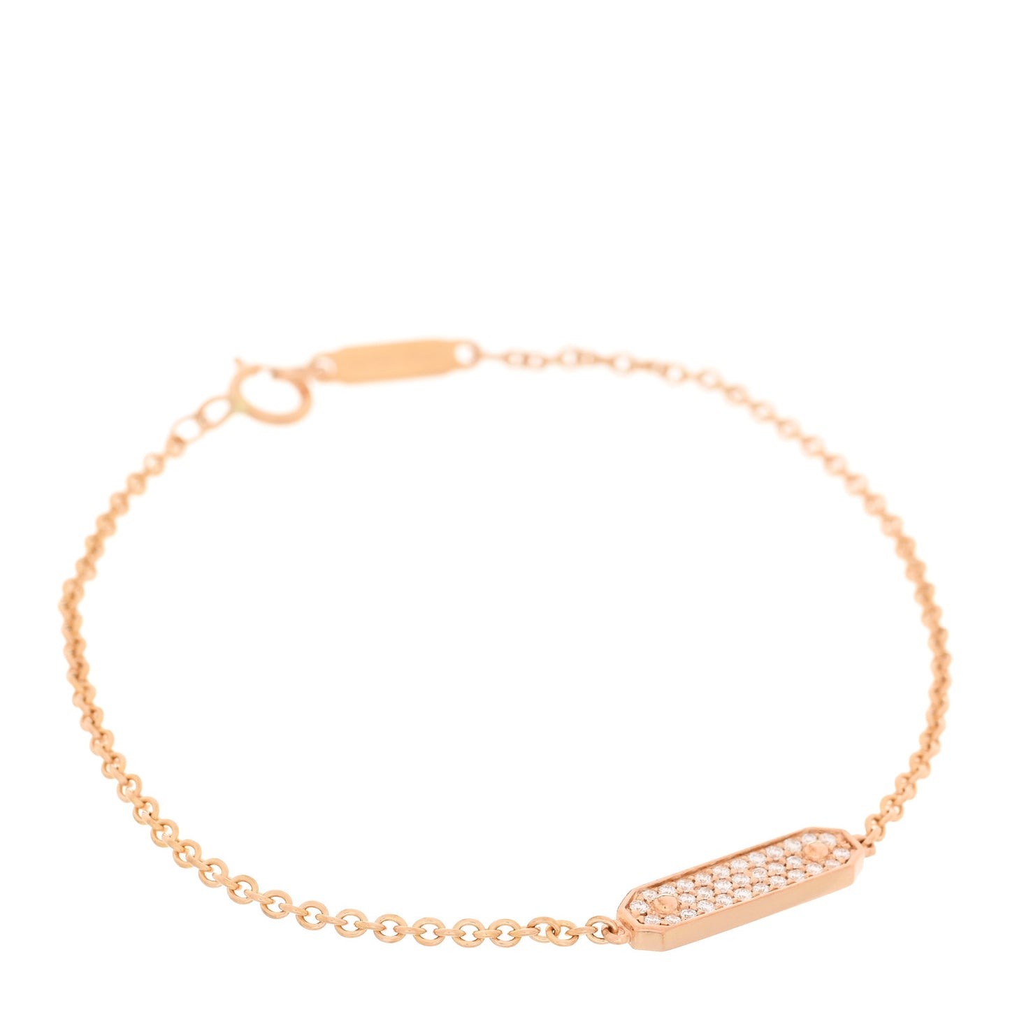 18K Rose Gold Diamond Tag Chain Bracelet