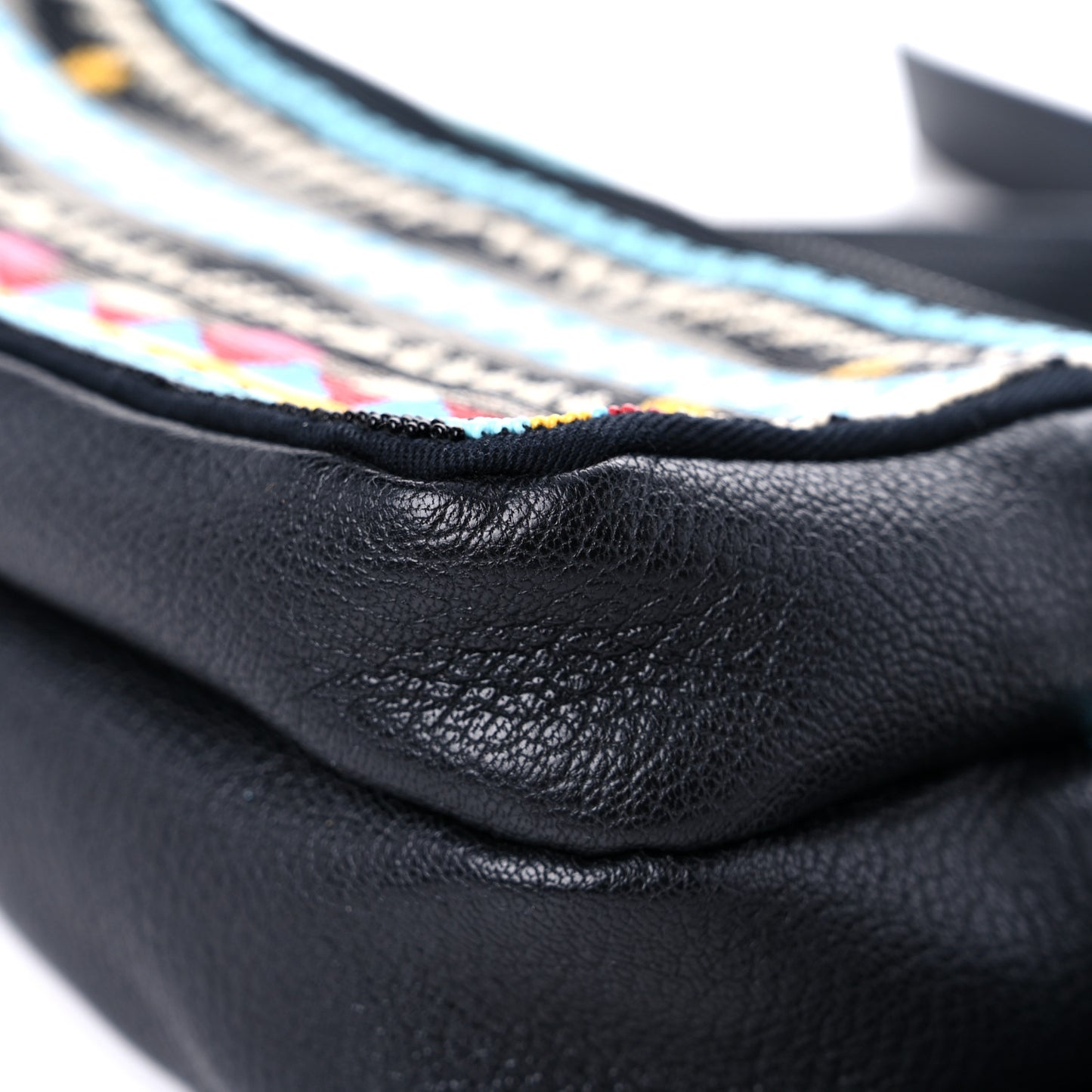 Pebbled Calfskin Beaded Rockstud Belt Bag Black