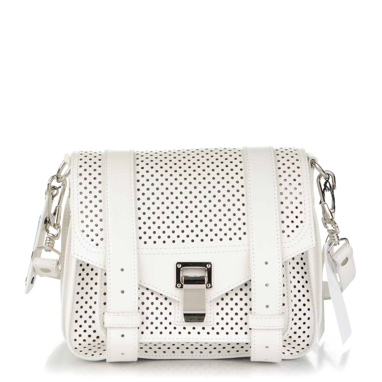 Proenza Schouler Perforated Calfskin PS1 Pouch Messenger Optic White 1 of 10