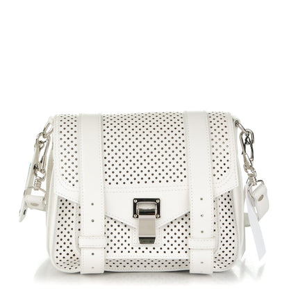 Proenza Schouler Perforated Calfskin PS1 Pouch Messenger Optic White 1 of 10