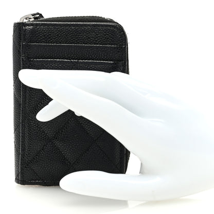 Chanel Caviar Quilted Zip Card Holder Black 2 of 8