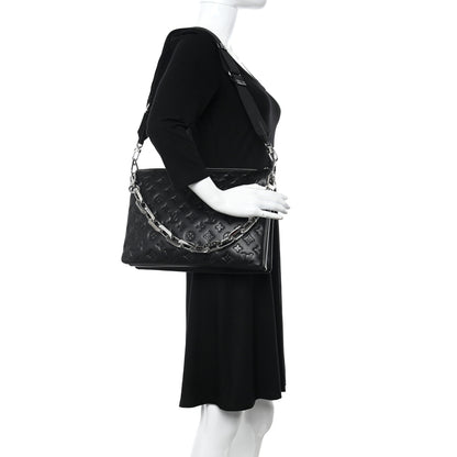 Louis Vuitton Lambskin Embossed Monogram Coussin MM Black 2 of 11