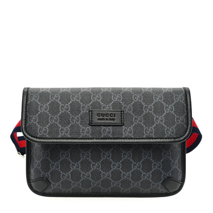 Gucci GG Supreme Monogram Web Slim Belt Bag Black Grey 1 of 10