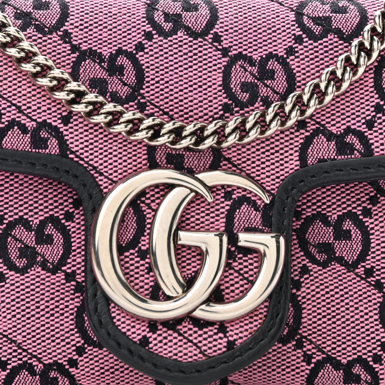Gucci Monogram Multicolor Matelasse Diagonal Super Mini GG Marmont Shoulder Bag Pink Blue 7 of 10