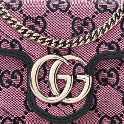 Gucci Monogram Multicolor Matelasse Diagonal Super Mini GG Marmont Shoulder Bag Pink Blue 7 of 10