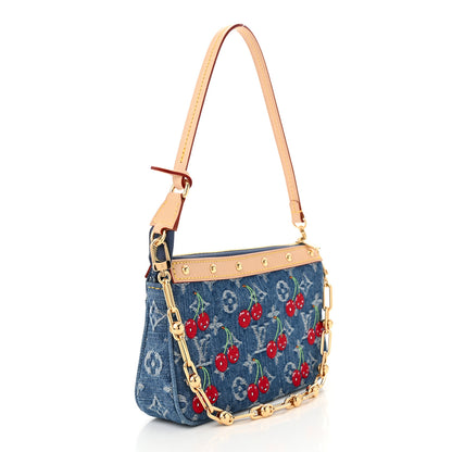 Louis Vuitton LV X TM Monogram Denim Cerises Pochette Accessories Blue 3 of 10