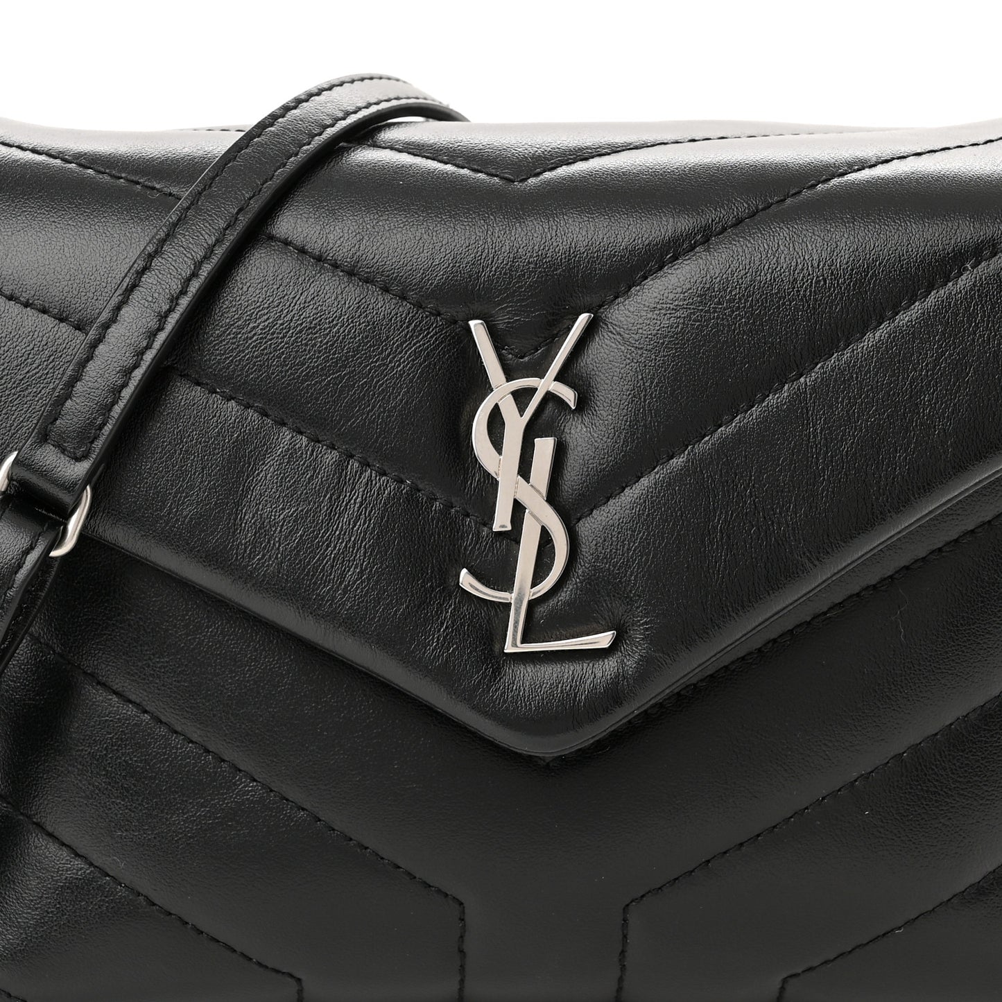 Calfskin Y Quilted Monogram Toy Loulou Crossbody Bag Black