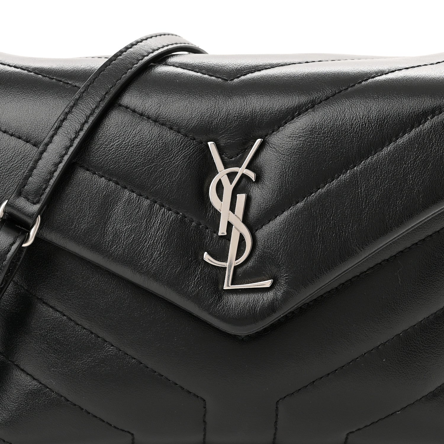 Saint Laurent Calfskin Y Quilted Monogram Toy Loulou Crossbody Bag Black 9 of 12