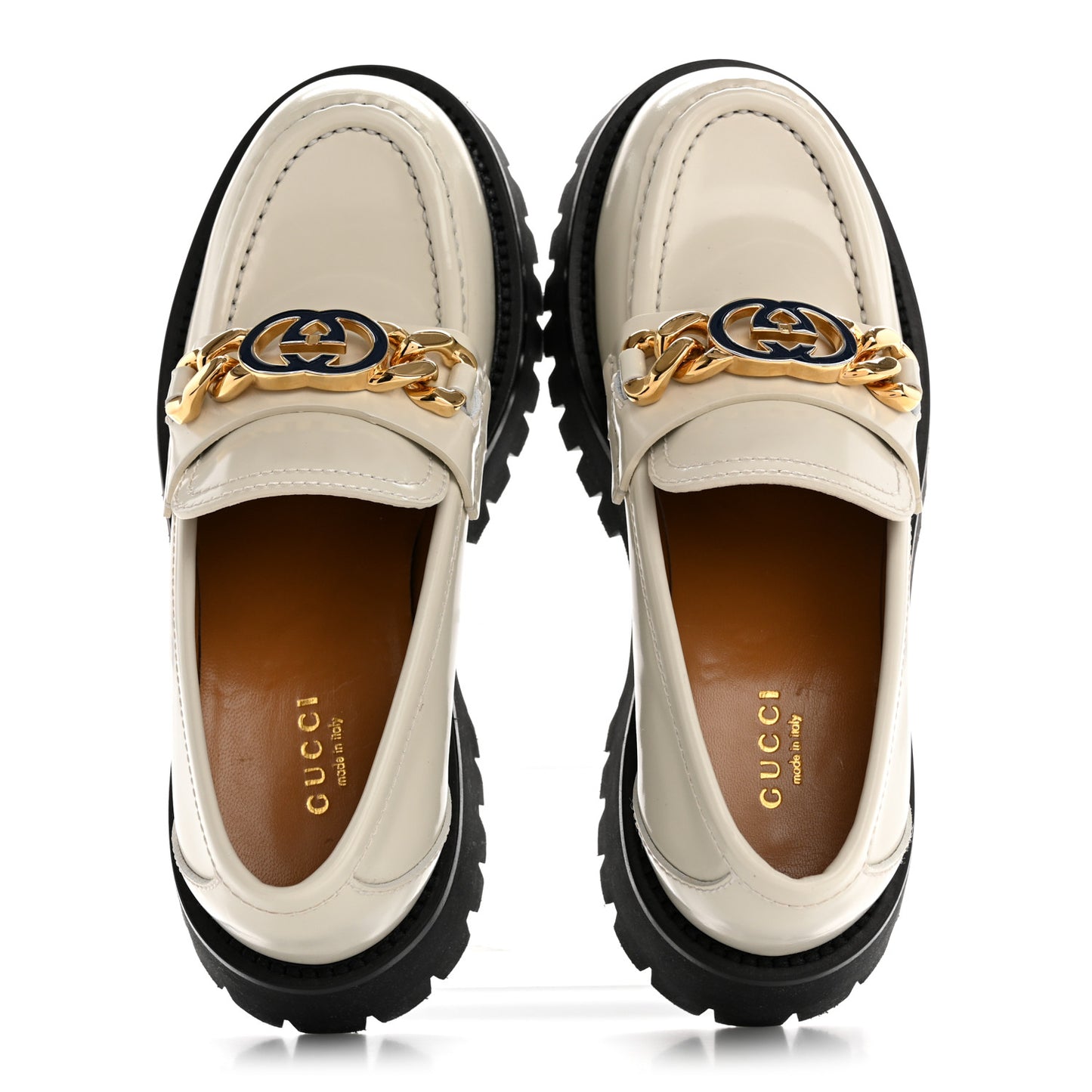 Cordovan Lux Womens Jeanne Platform Lug Sole 30/45mm Loafers 36 Mystic White