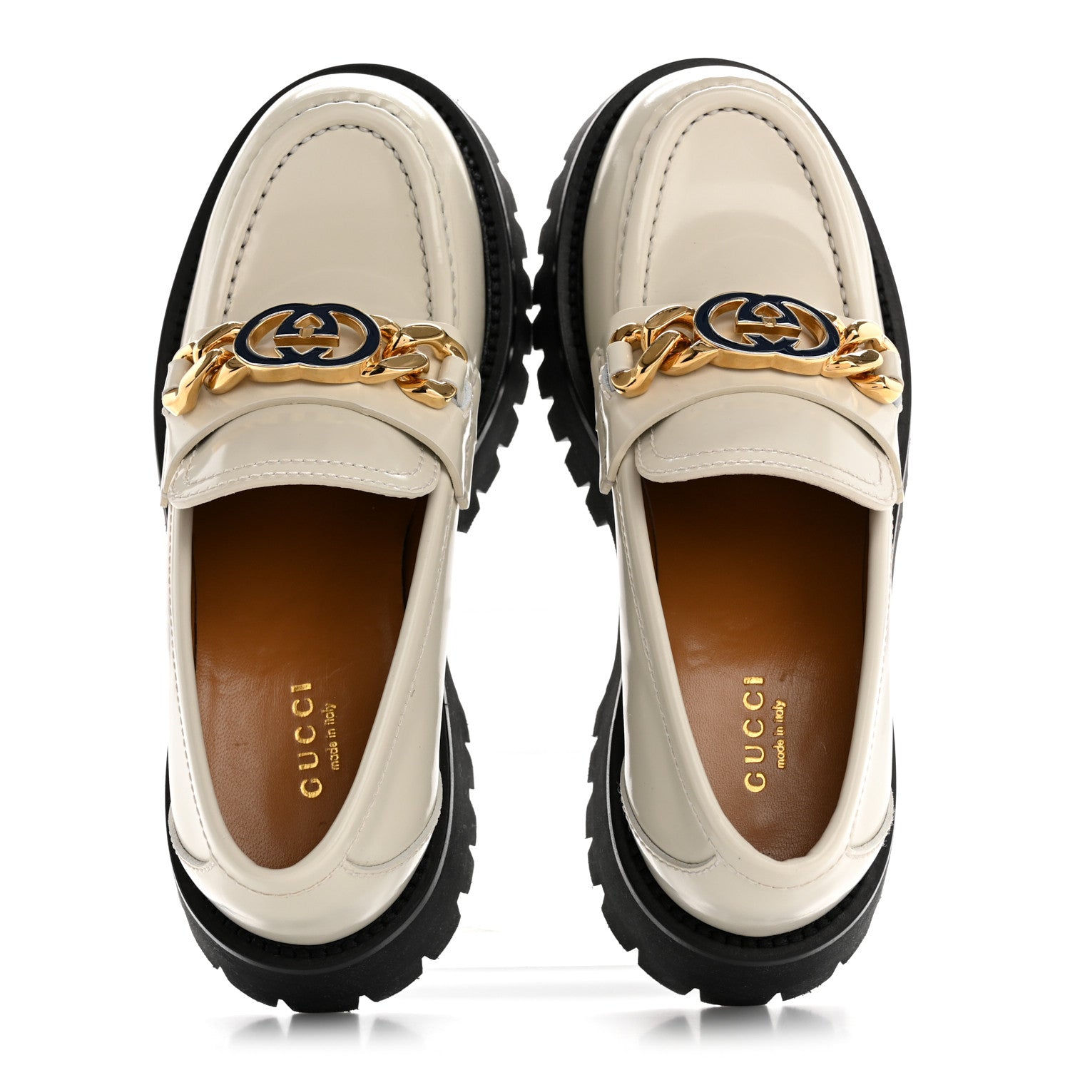Gucci Cordovan Lux Womens Jeanne Platform Lug Sole 30/45mm Loafers 36 Mystic White 2 of 12