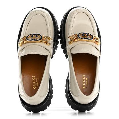 Gucci Cordovan Lux Womens Jeanne Platform Lug Sole 30/45mm Loafers 36 Mystic White 2 of 12