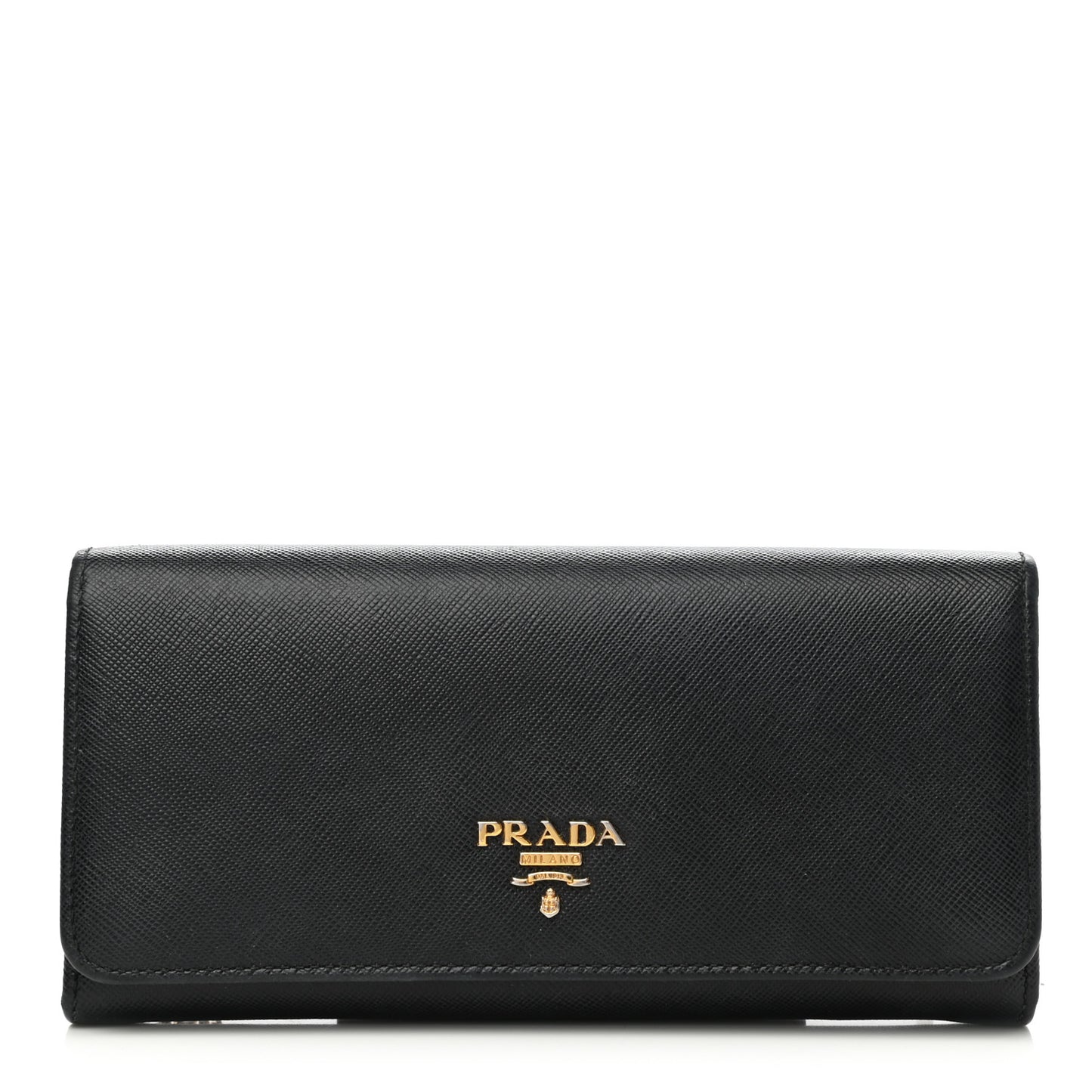 Saffiano Metal Continental Flap Wallet Black
