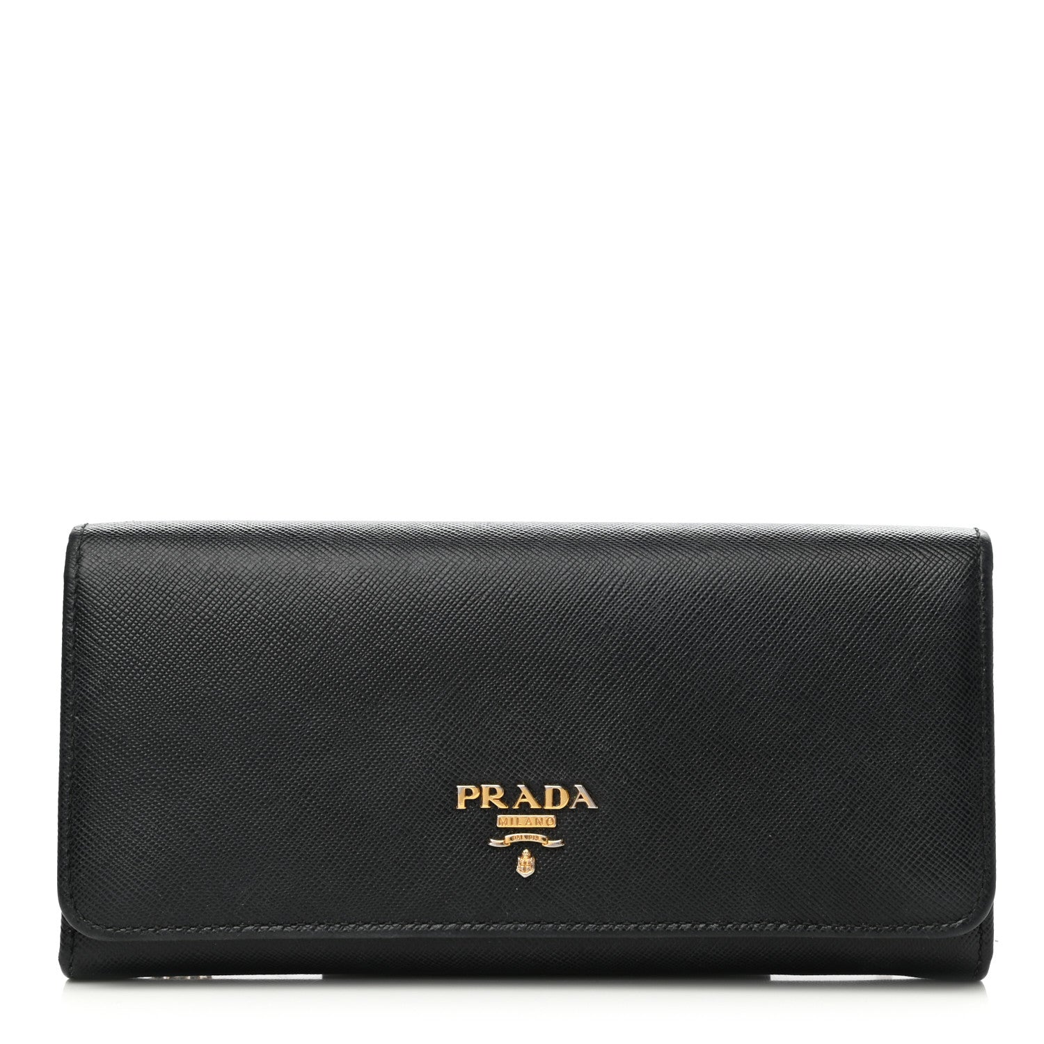 Prada Saffiano Metal Continental Flap Wallet Black 3 of 13