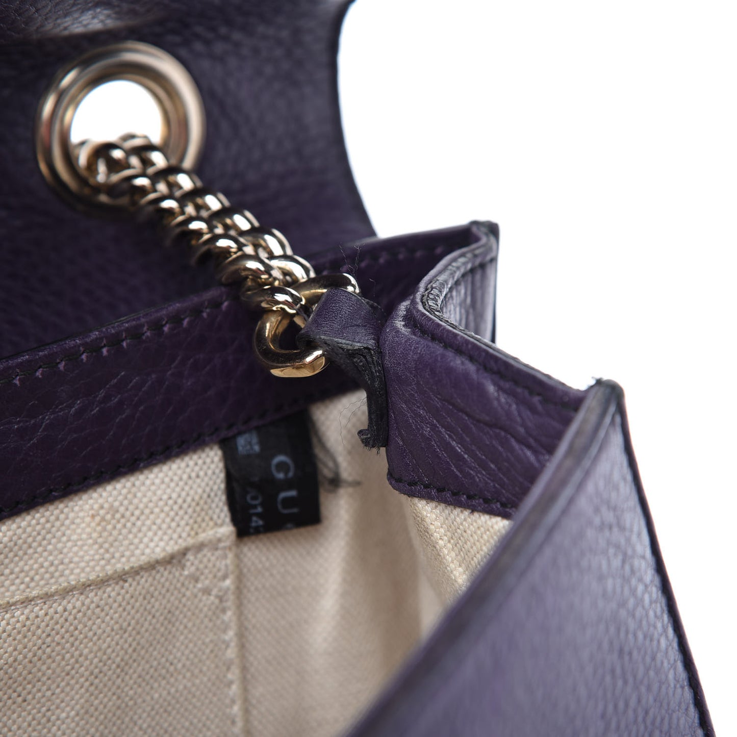 Pebbled Calfskin Medium Emily Chain Shoulder Bag Purple