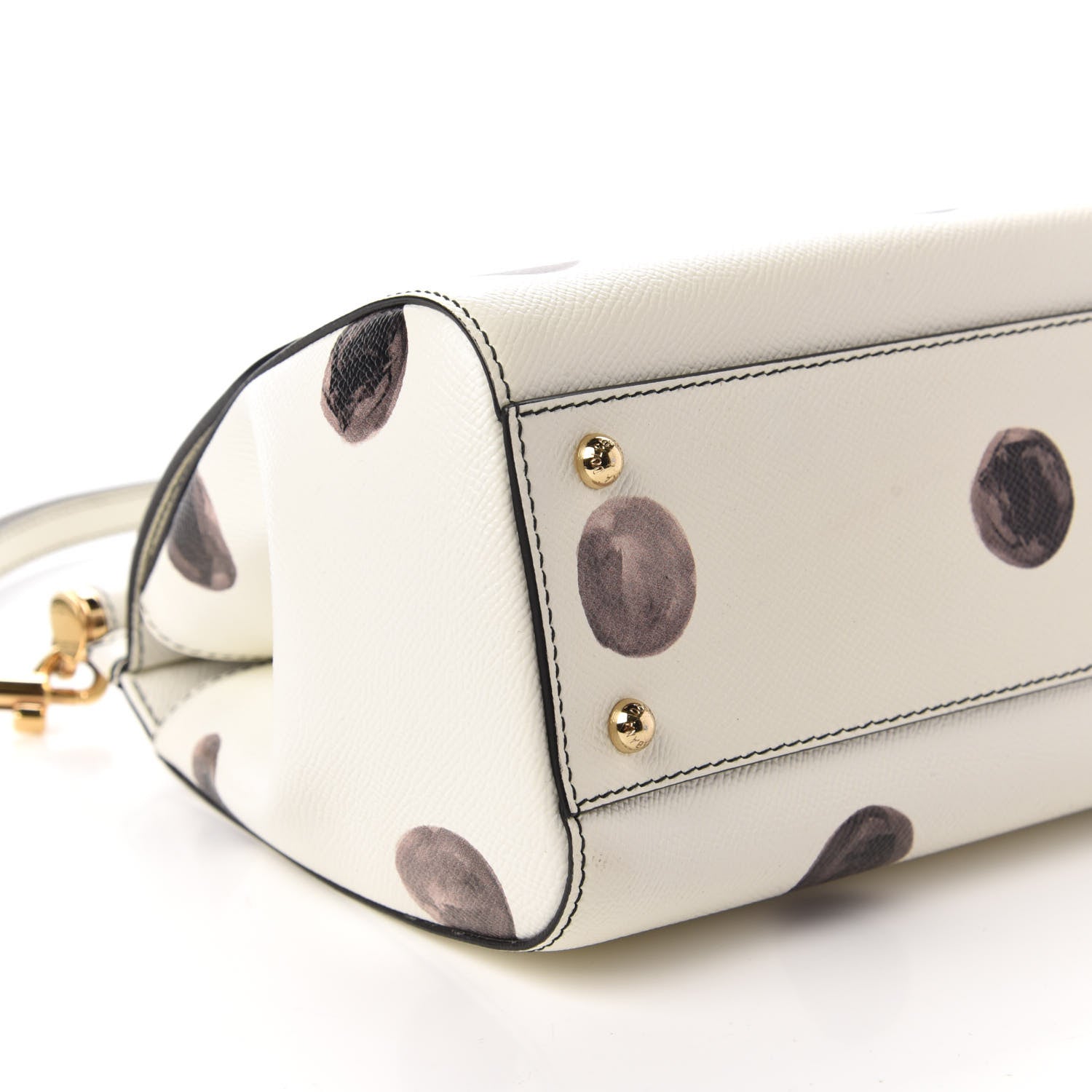 Dolce & Gabbana Vitello Polka Dot Medium Miss Sicily Satchel White 6 of 9
