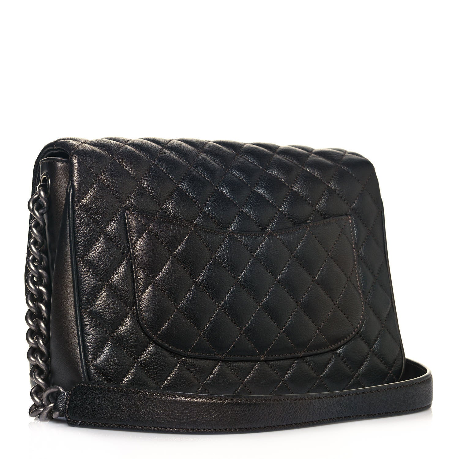 Chanel Metallic Goatskin Quilted Medium Rock In Rome Flap Charcoal 2 of 14