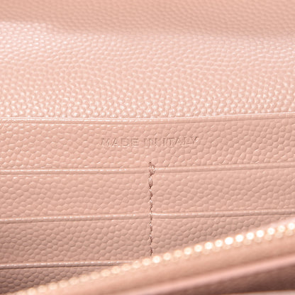 Saint Laurent Grain De Poudre Matelasse Chevron Monogram Chain Wallet Rose Antic 7 of 10