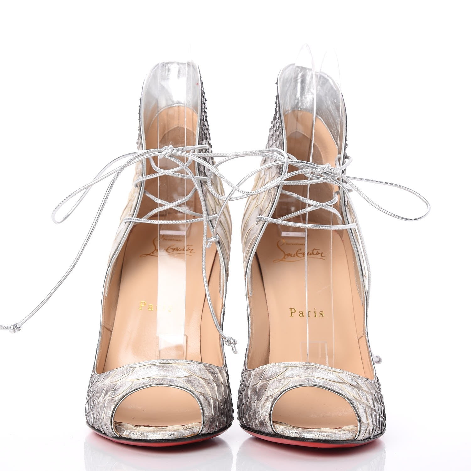 Christian Louboutin Python Megavamp 100 Pumps 38.5 Silver 2 of 7